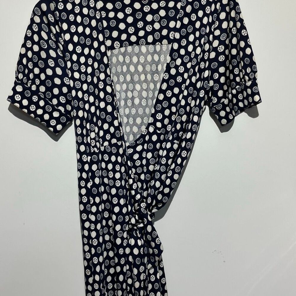 Lilly Pulitzer Women's Blue White Citrus Fruit Print Wrap Tie Dress Size 10